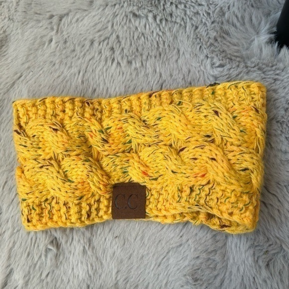 ❄️NWOT C.C knit speckle mustard yellow headband wrap hat - Picture 6 of 7